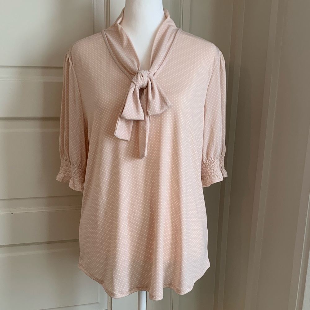 Adrianna Papell Women’s Cream Dot Tie-Neck Blouse